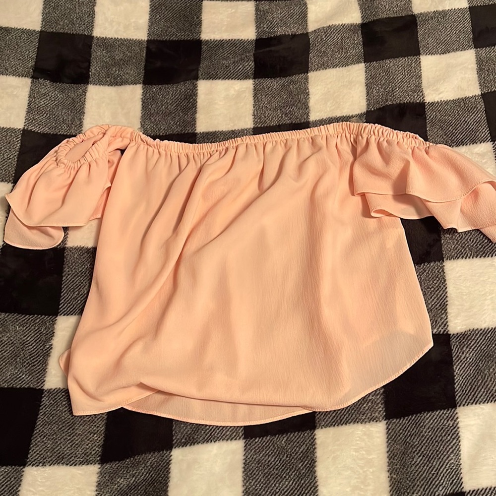 Blush Pink Off the Shoulder Crop Top